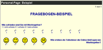 Screenshot eines kostenlosen Fragebogens der online Umfragen
